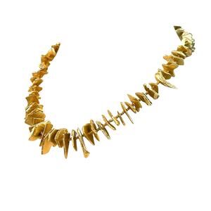 Vintage Gold Tone Striking Brutalist Revival Necklace Lightweight